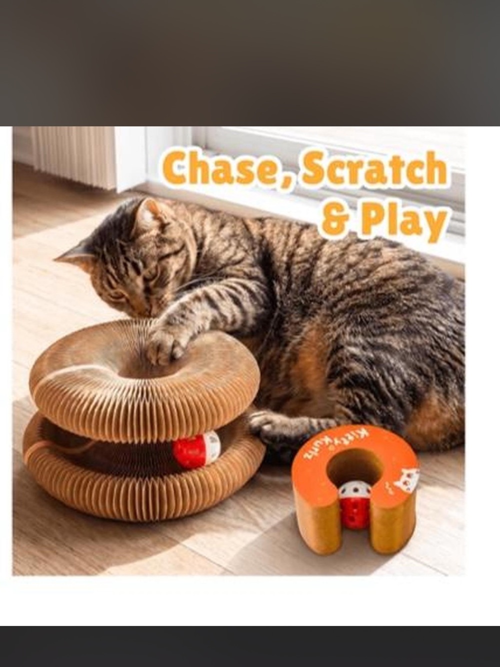 Cat Scratching Toy with Rolling Ball - Brown